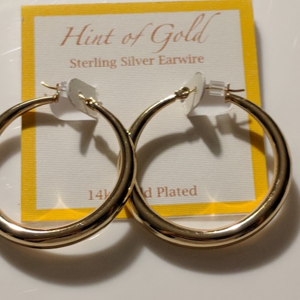 Touch of Silver "Hint of Gold" 1.5" Hoop Earrings